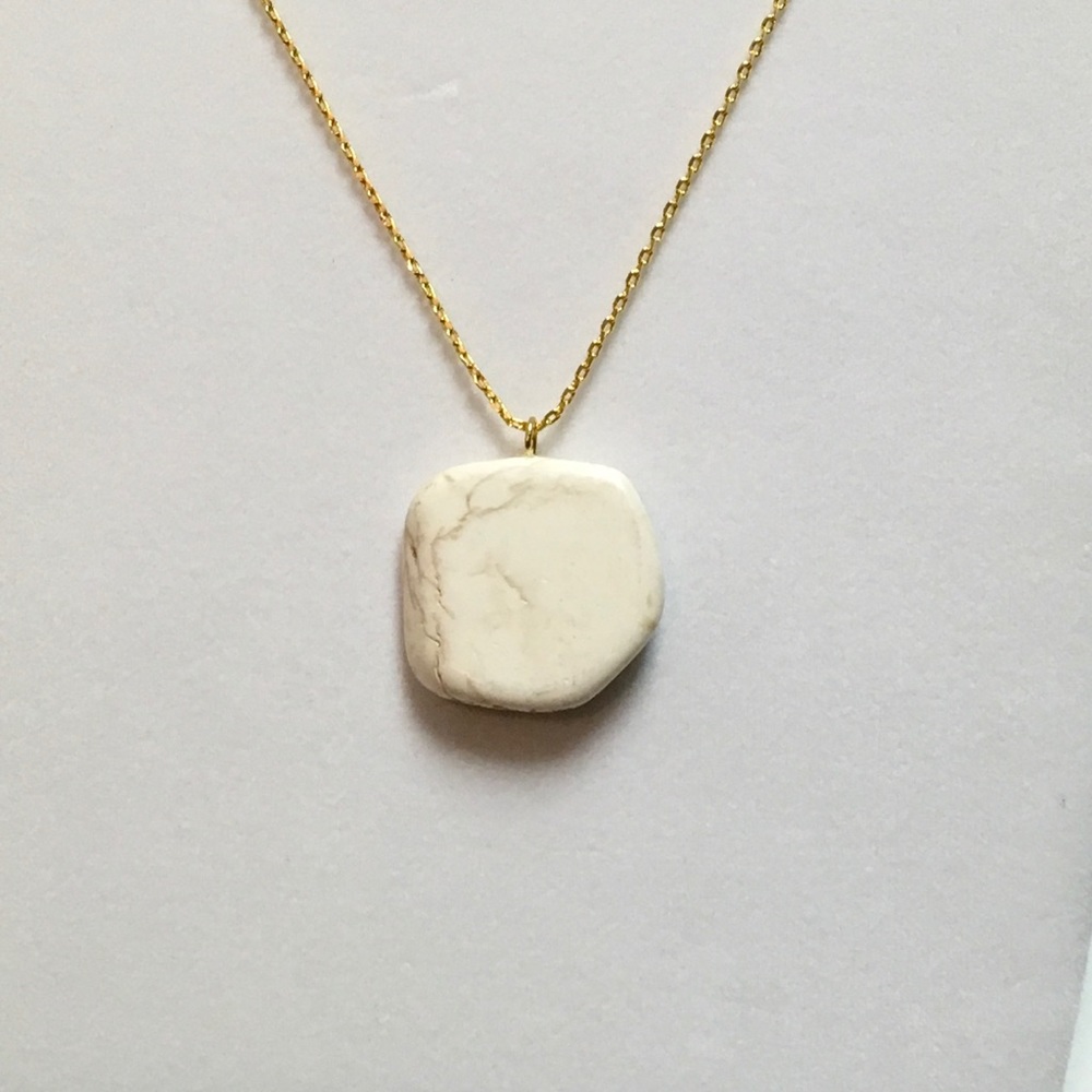 White Howlite W/ Gold Filled Chain Necklace - Picture 5 of 6